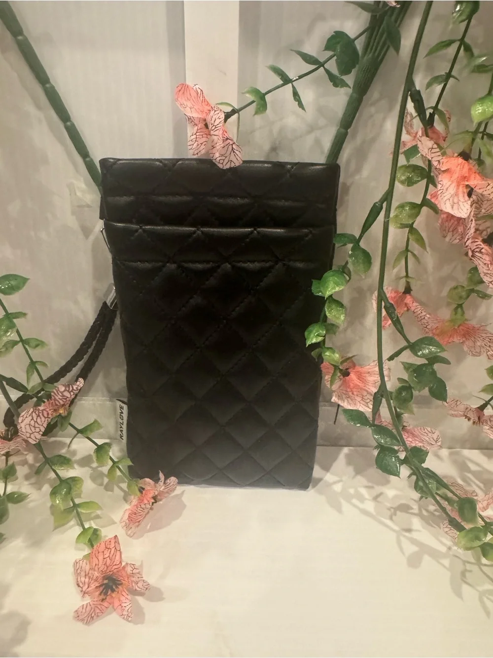 Black Quilted Wristlet Phone Pouch - Universal Cell Phone Case
